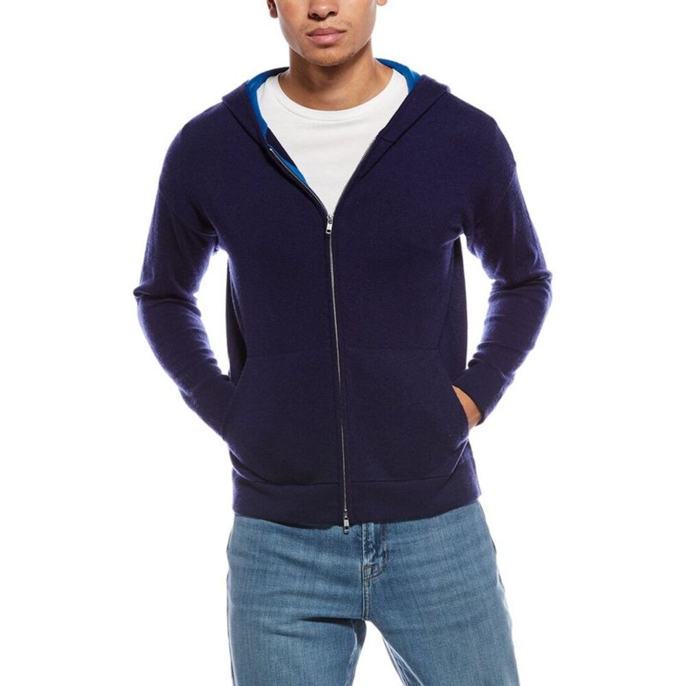 Brodie Cashmere Mens Zip Wool & Cashmere-Blend Hoodie, Navy